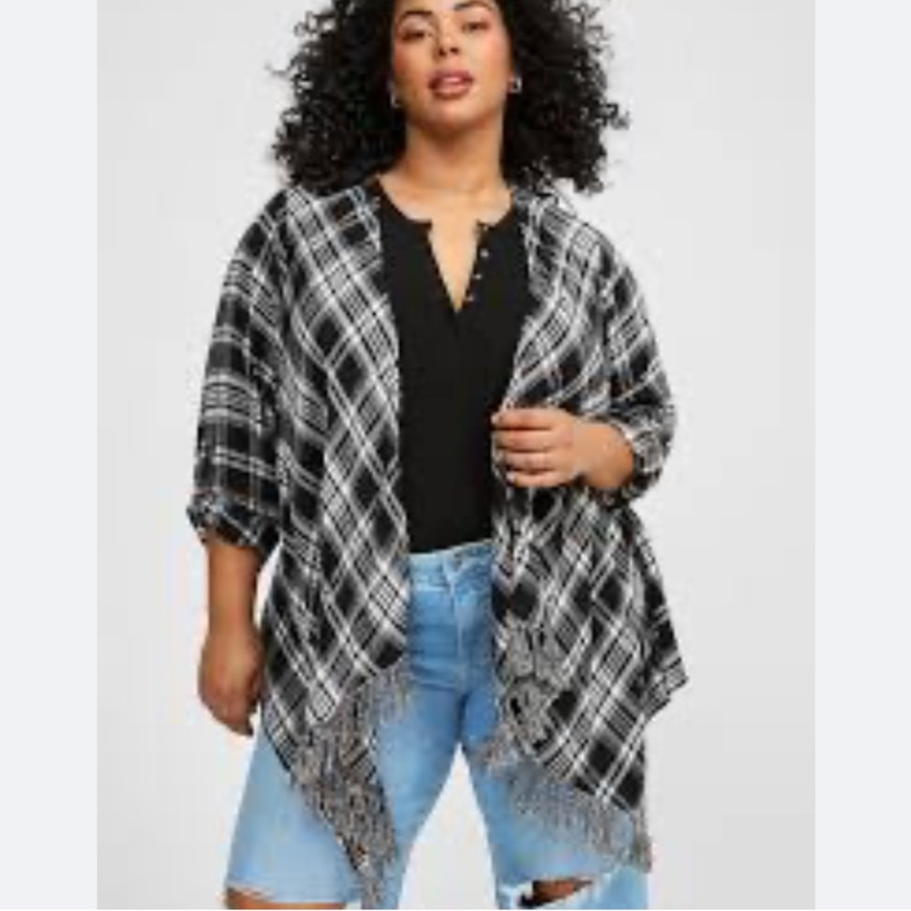TORRID Women Brushed Flannel Drape Front Kimono | 0